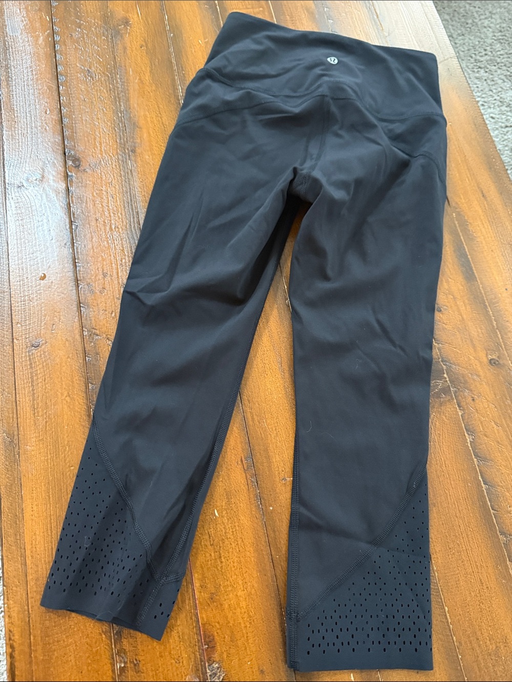 lululemon athletica Black Girls' Crop Leggings with Perforated Hem